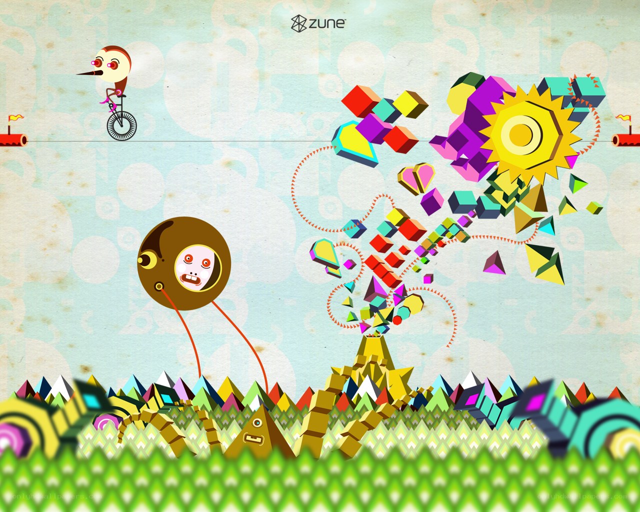 Zune game art with colorful characters