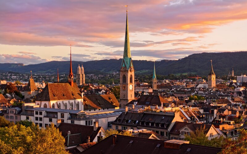 Zurich City Skyline — Orange, Serene