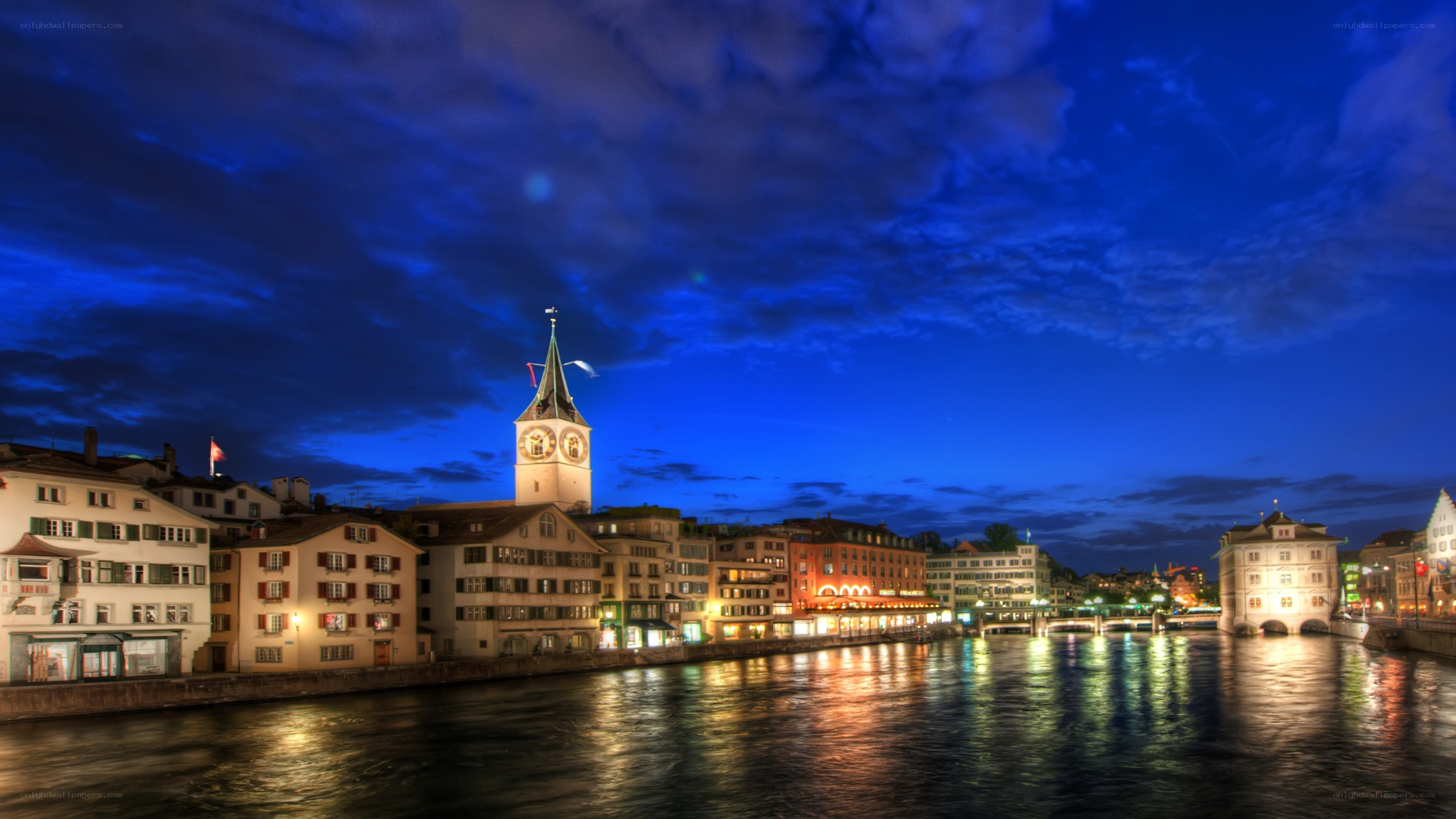 Zurich cityscape at dusk