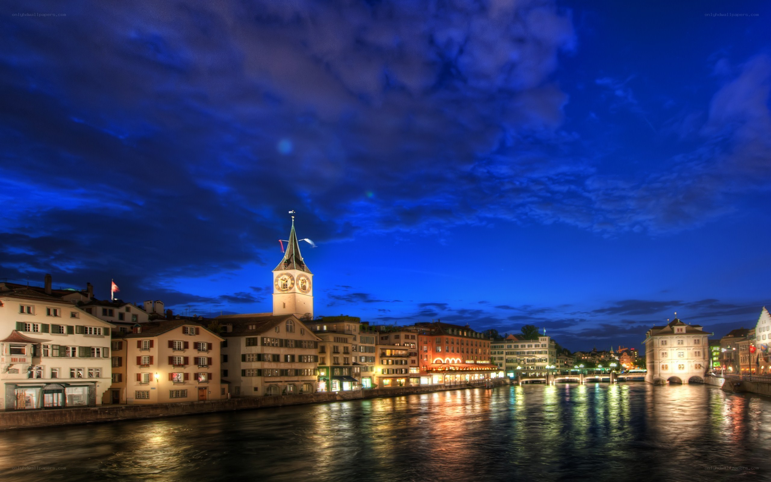 Zurich cityscape at dusk