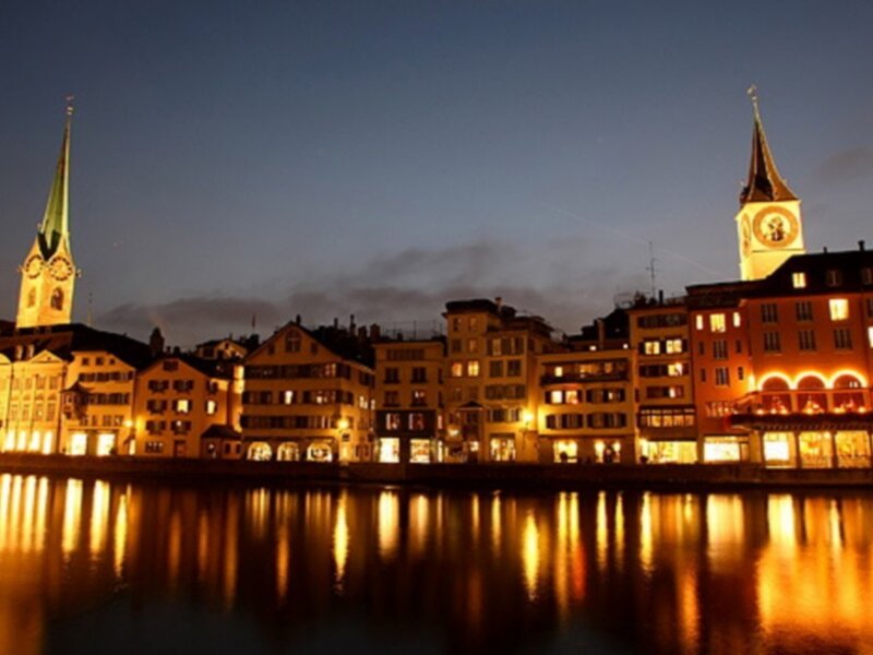 Zurich cityscape at dusk