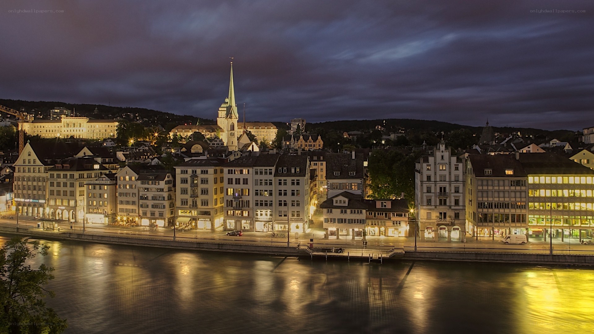 Zurich cityscape at dusk