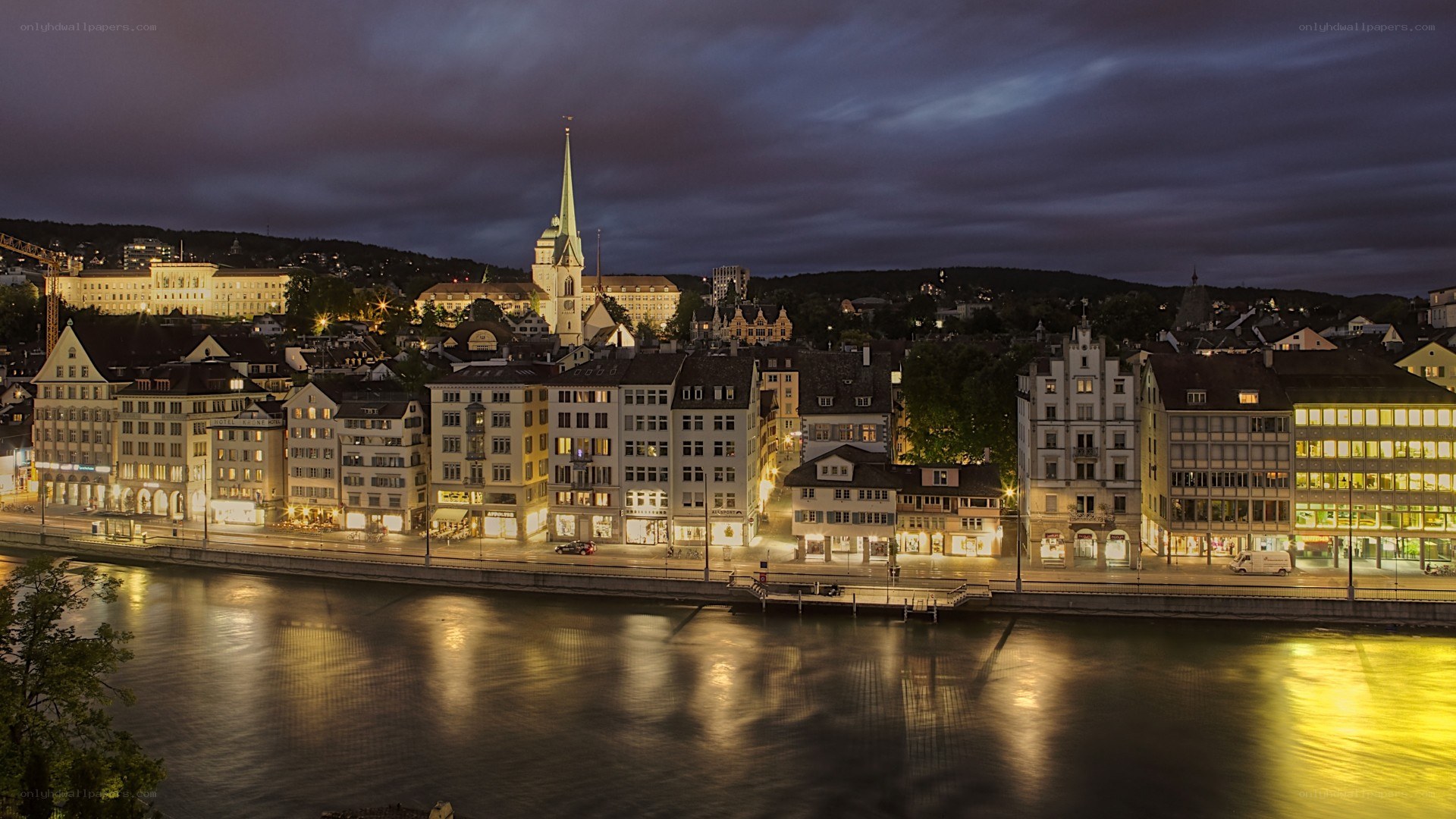 Zurich cityscape at night
