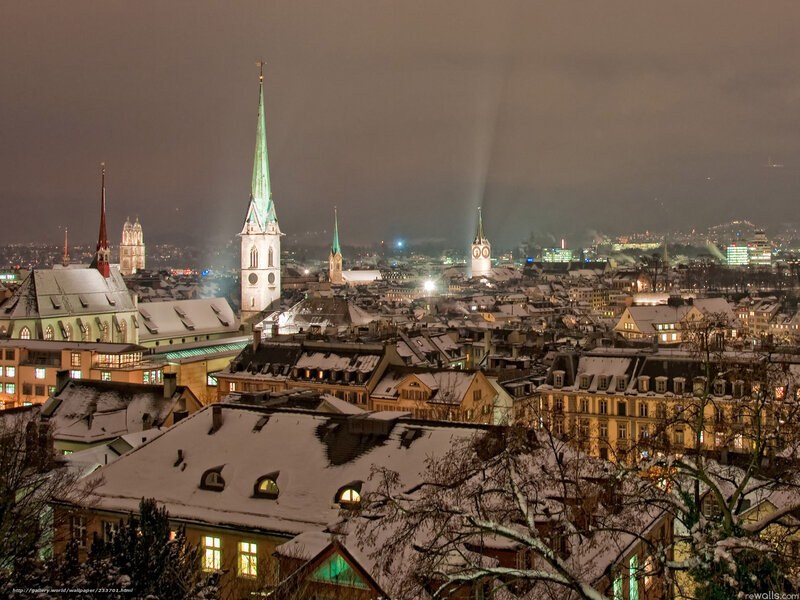 Zurich cityscape at night