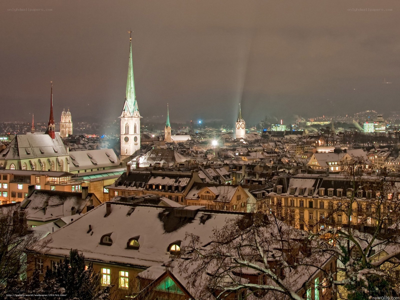 Zurich cityscape at night