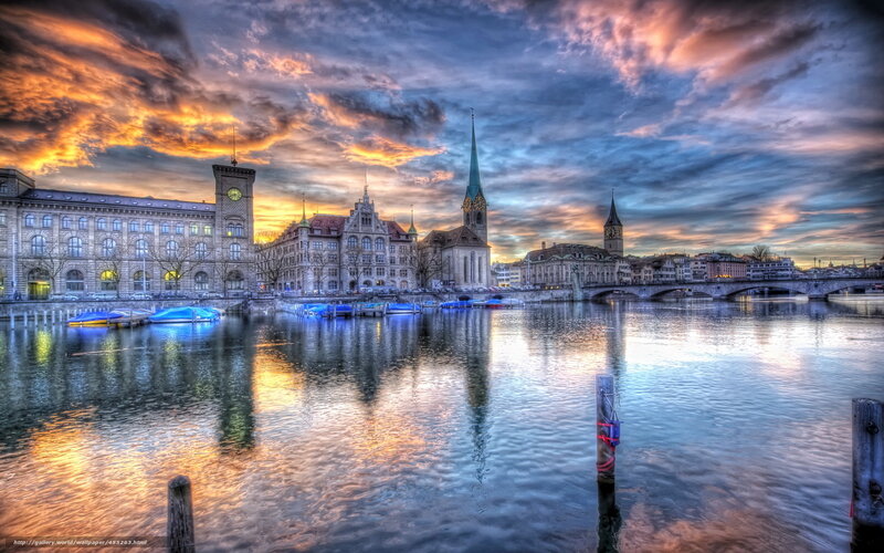 Zurich Cityscape at Sunset — Orange