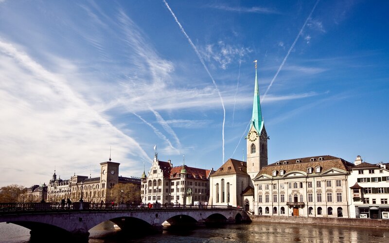 Zurich cityscape with church spire