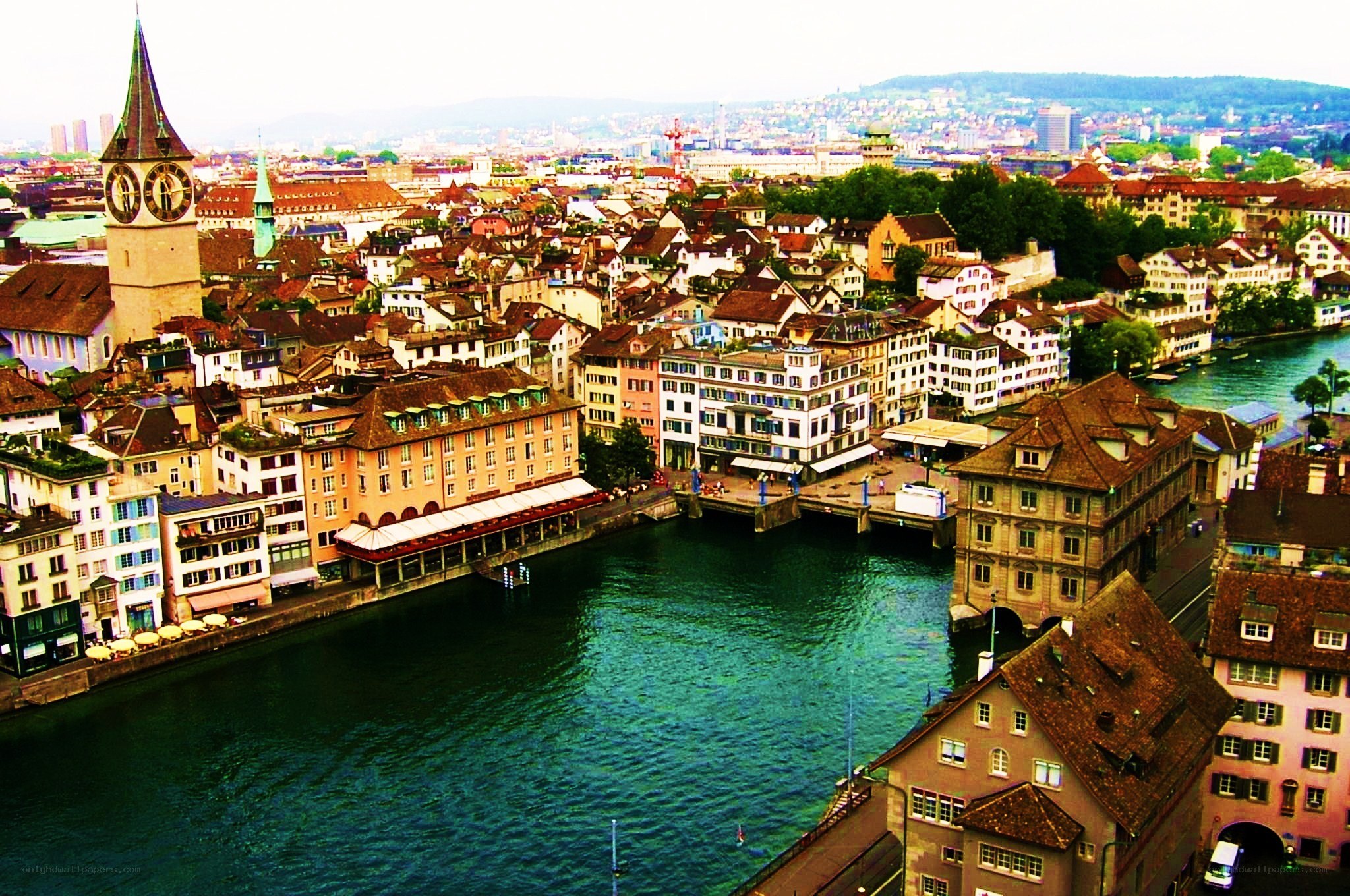 Zurich cityscape with river