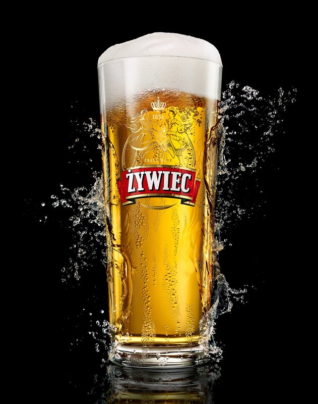 Zywiec beer with splash